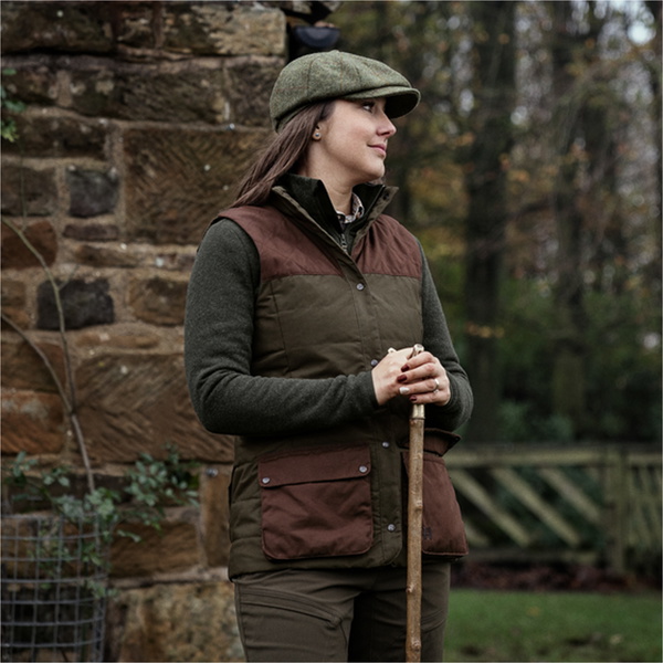 2026 Harkila Womens Retrieve Waistcoat 1201141 - Dark Warm Olive / Burgundy